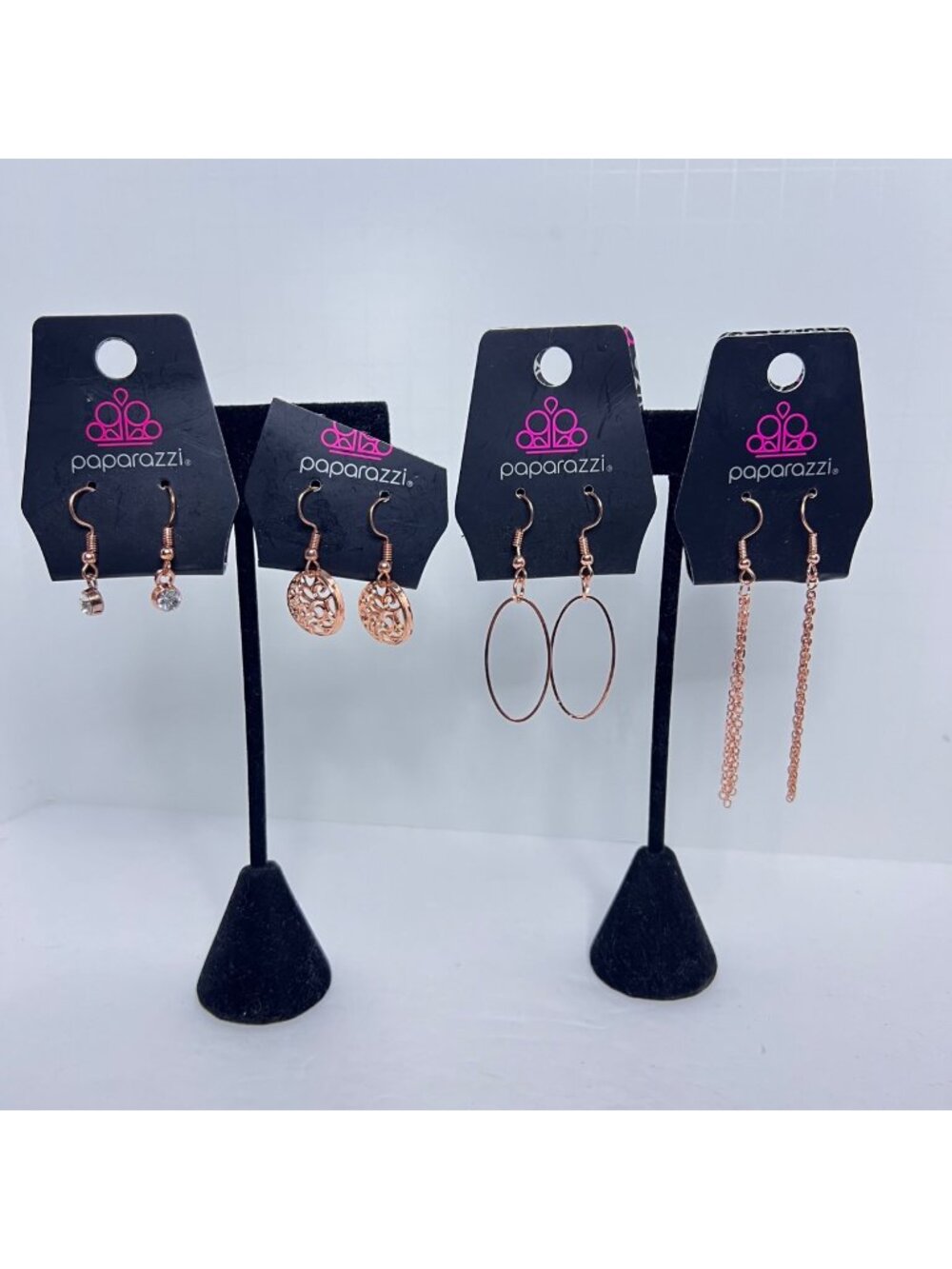Lot of 4 Paparazzi Rose Gold Tone Dangle Pierced Earrings (6433)